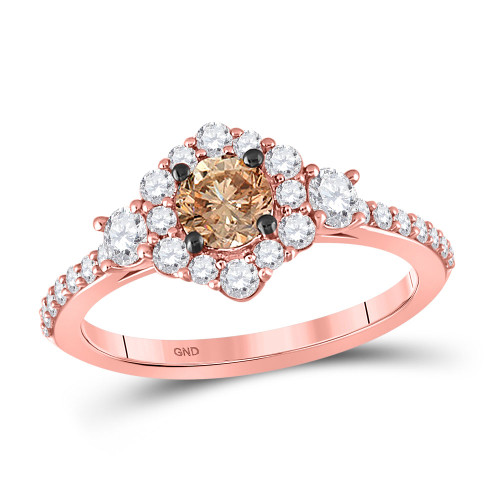 14kt Rose Gold Round Brown Diamond Solitaire Bridal Wedding Engagement Ring 1 Cttw - 150823