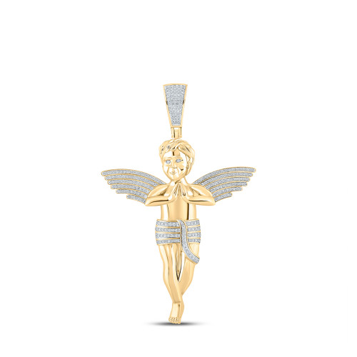 10kt Yellow Gold Mens Round Diamond Angel Charm Pendant 4-1/4 Cttw - 162859