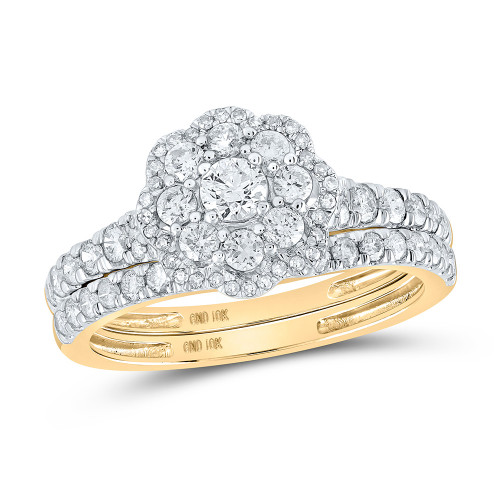10kt Yellow Gold Round Diamond Bridal Wedding Ring Band Set 1 Cttw - 160285