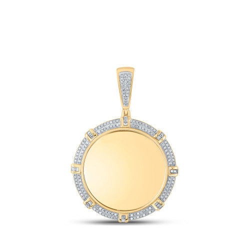 10kt Yellow Gold Mens Round Diamond Memory Circle Charm Pendant 5/8 Cttw - 159321