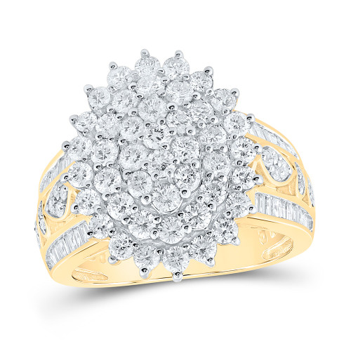 10kt Yellow Gold Womens Round Diamond Cluster Ring 2 Cttw - 159343