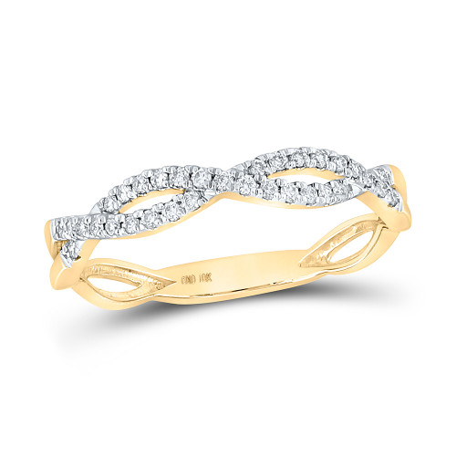 10kt Yellow Gold Womens Round Diamond Twist Stackable Band Ring 1/6 Cttw - 160044