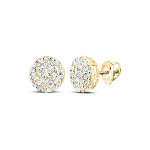 10kt Yellow Gold Mens Round Diamond Cluster Earrings 1/4 Cttw - 159006