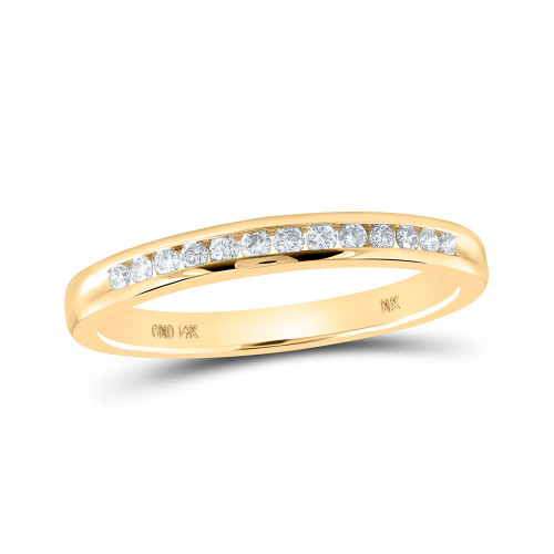 14kt Yellow Gold Womens Round Diamond Wedding Single Row Band 1/6 Cttw - 162667