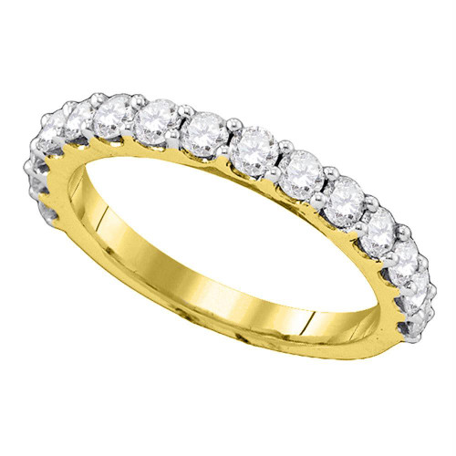 14kt Yellow Gold Womens Round Pave-set Diamond Single Row Wedding Band 1.00