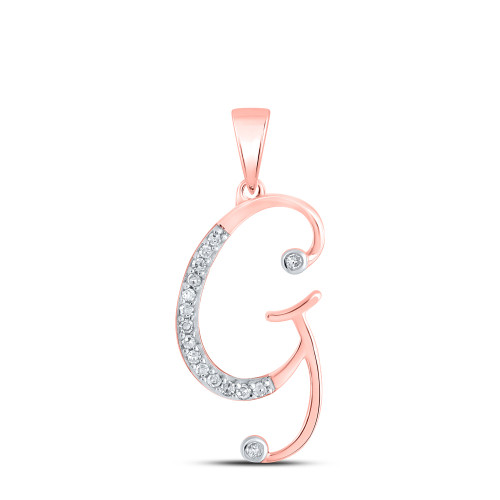 10kt Rose Gold Womens Round Diamond Initial G Letter Pendant 1/12 Cttw - 150736