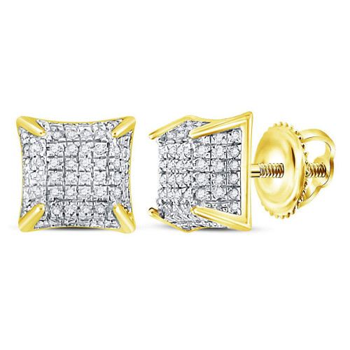 10kt Yellow Gold Mens Round Diamond Square Stud Earrings 1/3 Cttw - 111117
