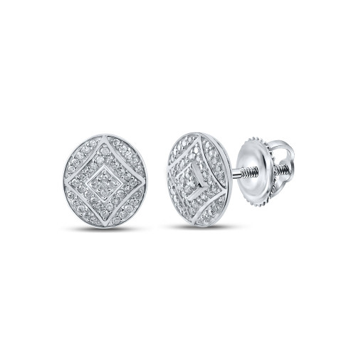 Sterling Silver Womens Round Diamond Oval Earrings 1/3 Cttw - 160104