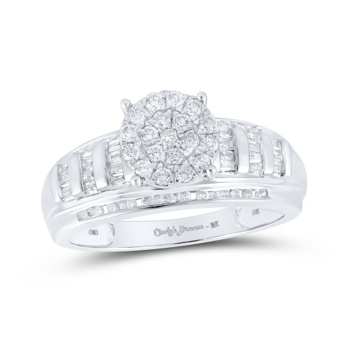 10kt White Gold Round Diamond Cluster Bridal Wedding Engagement Ring 1/2 Cttw - 160140