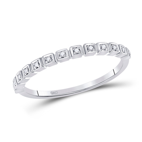 10kt White Gold Womens Round Diamond Stackable Band Ring 1/20 Cttw - 150559