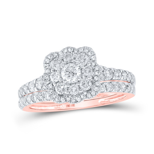10kt Rose Gold Round Diamond Bridal Wedding Ring Band Set 1 Cttw - 162560