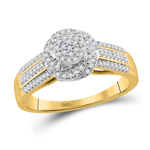 10kt Yellow Gold Womens Round Diamond Cluster Ring 1/4 Cttw - 115809