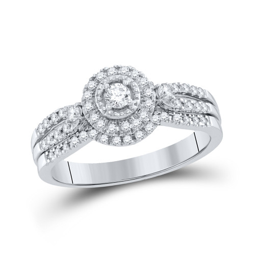 10kt White Gold Round Diamond Bridal Wedding Ring Band Set 1/3 Cttw - 113228