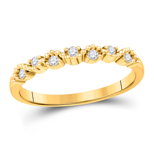 10kt Yellow Gold Womens Round Diamond Stackable Band Ring 1/8 Cttw - 115878