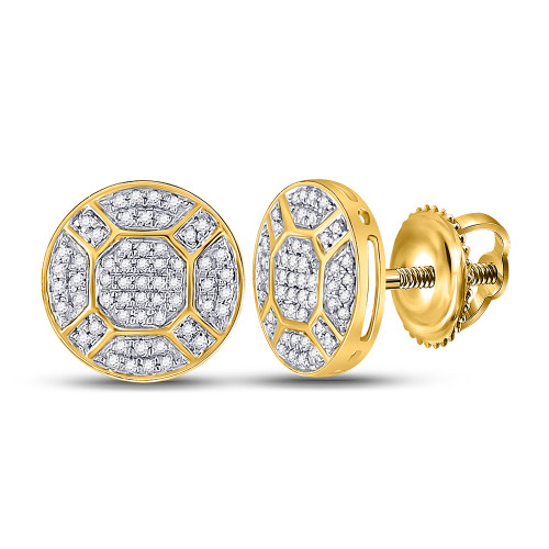 10kt Yellow Gold Mens Round Diamond Circle Cluster Earrings 1/3 Cttw - 150253