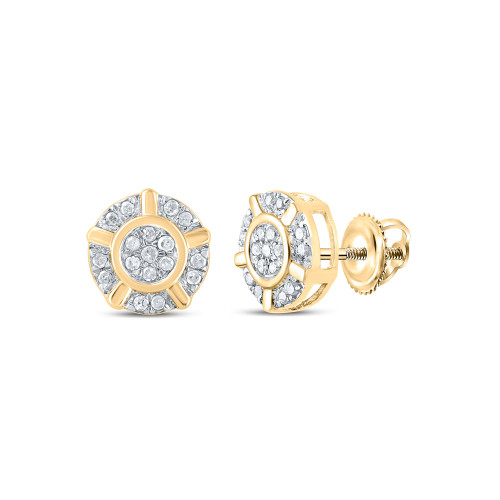 10kt Yellow Gold Womens Round Diamond Cluster Earrings 1/10 Cttw - 162253