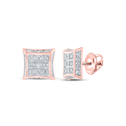 10kt Rose Gold Womens Round Diamond Square Earrings 1/6 Cttw - 162266