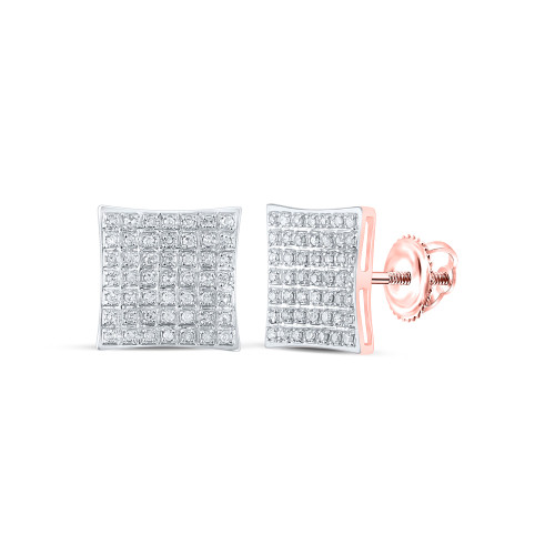 10kt Rose Gold Womens Round Diamond Square Earrings 1/4 Cttw - 162299