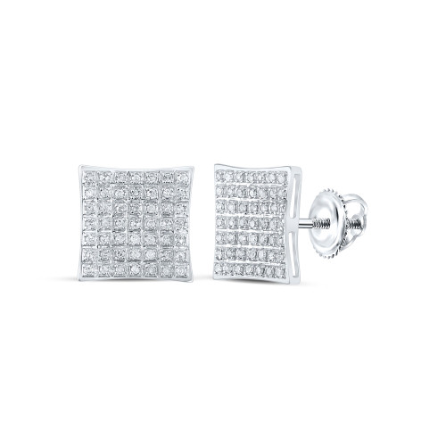 10kt White Gold Womens Round Diamond Square Earrings 1/4 Cttw - 162298
