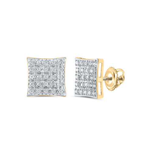 10kt Yellow Gold Womens Round Diamond Square Earrings 1/6 Cttw - 162294