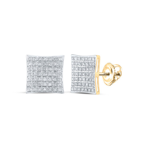 10kt Yellow Gold Womens Round Diamond Square Earrings 1/4 Cttw - 162297