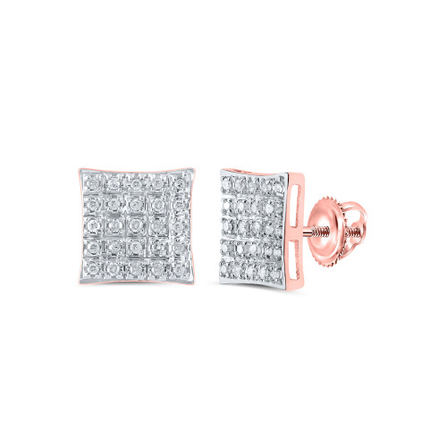 10kt Rose Gold Womens Round Diamond Square Earrings 1/6 Cttw - 162296