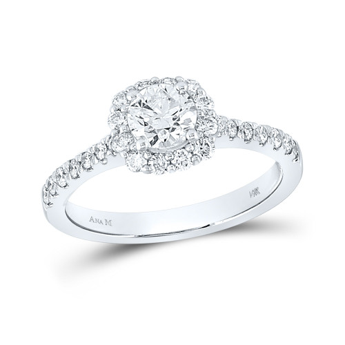 14kt White Gold Round Diamond Halo Bridal Wedding Engagement Ring 1 Cttw - 152827