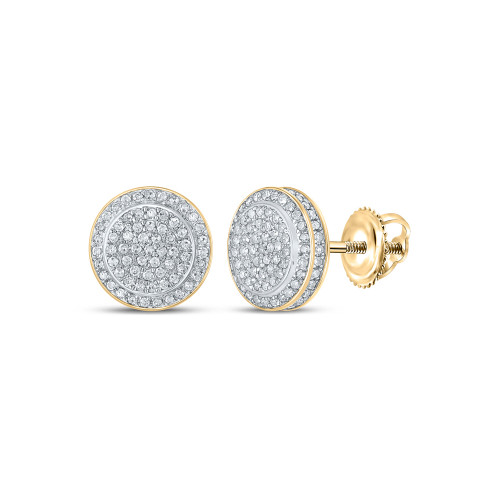 10kt Yellow Gold Womens Round Diamond Circle Earrings 1/2 Cttw - 162214