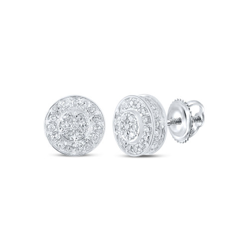 10kt White Gold Womens Round Diamond Cluster Earrings 1/4 Cttw - 162207