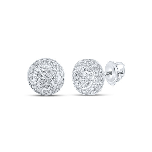 10kt White Gold Womens Round Diamond Cluster Earrings 1/3 Cttw - 162209