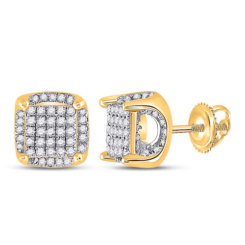 10kt Yellow Gold Womens Round Diamond Square Earrings 1/2 Cttw - 94240