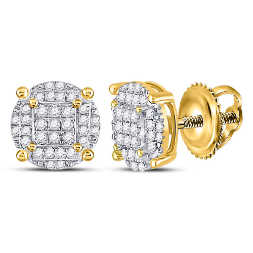 10kt Yellow Gold Womens Round Diamond Cluster Earrings 1/2 Cttw - 96899