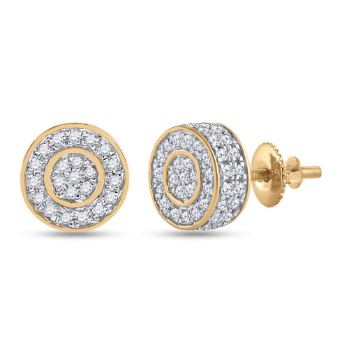 10kt Yellow Gold Womens Round Diamond Cluster Earrings 1/2 Cttw - 94226