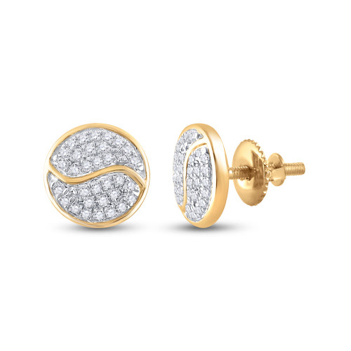 10kt Yellow Gold Womens Round Diamond Circle Earrings 1/4 Cttw - 96803