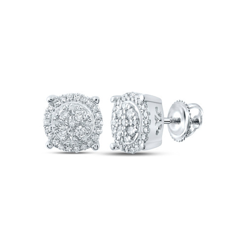 10kt White Gold Womens Round Diamond Cluster Earrings 1/4 Cttw - 162349