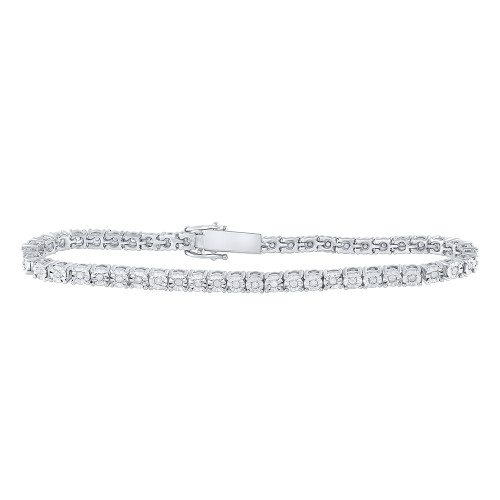 Sterling Silver Womens Round Diamond Fashion Bracelet 1/2 Cttw - 164951