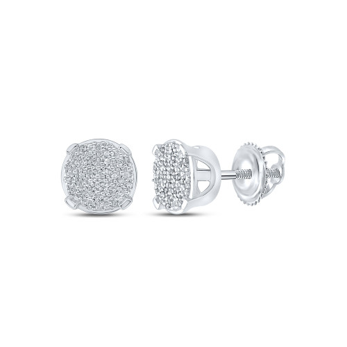Sterling Silver Womens Round Diamond Cluster Earrings 1/6 Cttw - 164946