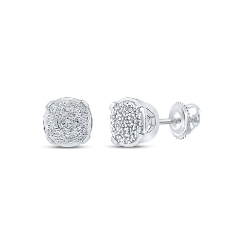 Sterling Silver Womens Round Diamond Cluster Earrings 1/10 Cttw - 164945