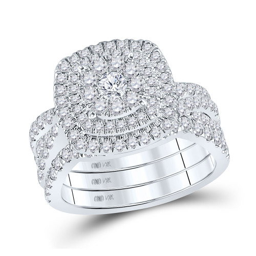 10kt White Gold Round Diamond Bridal Wedding Ring Band Set 2 Cttw - 162333
