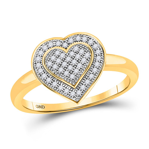 10kt Yellow Gold Womens Round Diamond Heart Ring 1/6 Cttw - 49951