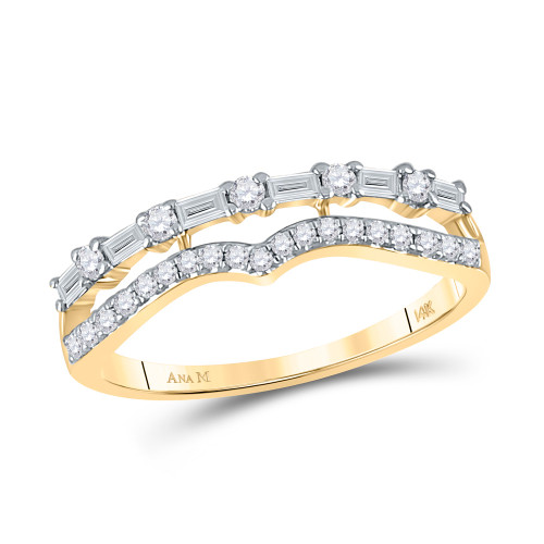 14kt Yellow Gold Womens Baguette Diamond Band Ring 1/3 Cttw