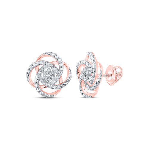 10kt Rose Gold Womens Round Diamond Cluster Earrings 1/6 Cttw - 164395