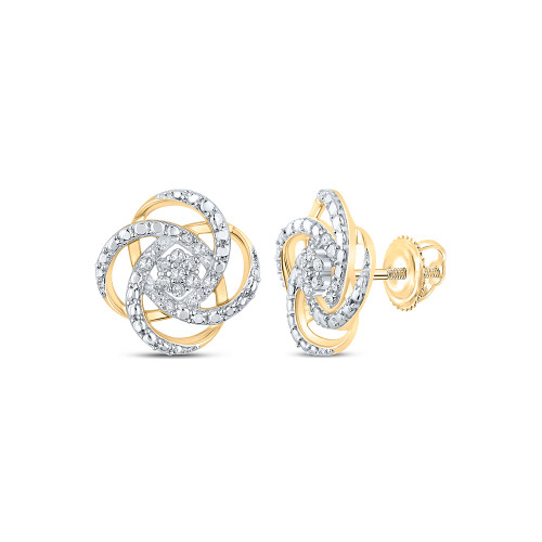10kt Yellow Gold Womens Round Diamond Cluster Earrings 1/6 Cttw - 164393