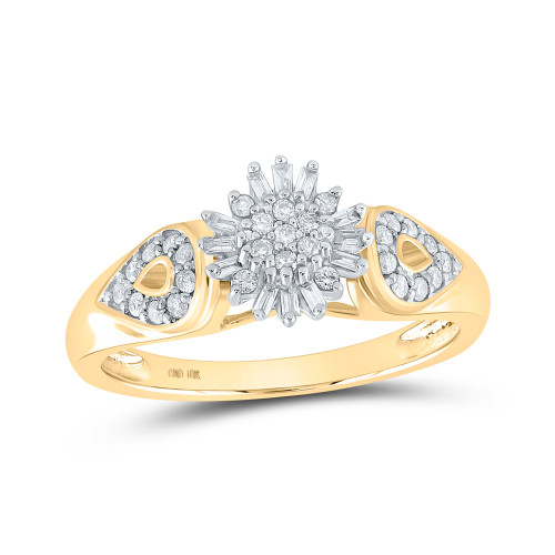 10kt Yellow Gold Womens Round Diamond Cluster Ring 1/4 Cttw - 164401