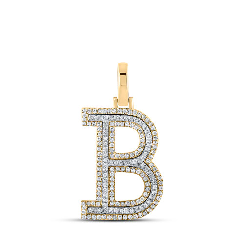 10kt Two-tone Gold Mens Round Diamond B Initial Letter Pendant 1/2 Cttw - 164464