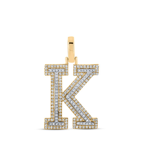 10kt Two-tone Gold Mens Round Diamond K Initial Letter Pendant 1/2 Cttw - 164482