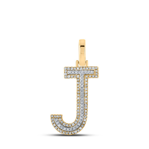 10kt Two-tone Gold Mens Round Diamond J Initial Letter Pendant 1/4 Cttw - 164480