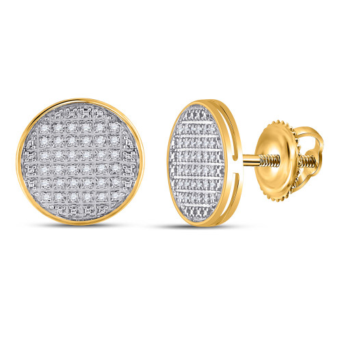 10kt Yellow Gold Mens Round Diamond Circle Earrings 1/5 Cttw - 117934