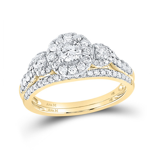 14kt Yellow Gold Round Diamond Bridal Wedding Ring Band Set 1 Cttw - 152299