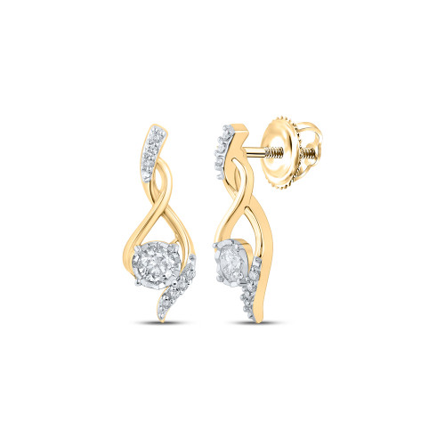 10kt Yellow Gold Womens Round Diamond Cluster Earrings 1/6 Cttw - 164281